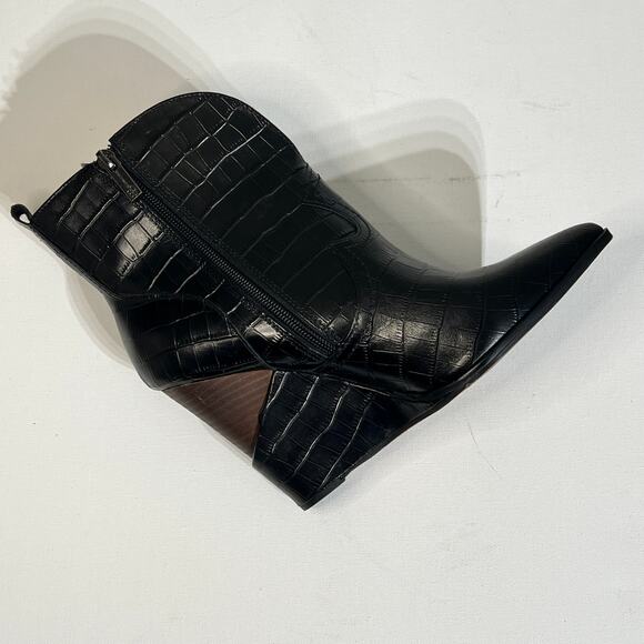 Jessica Simpson Hilrie Black Crocodile Leather Western Wedge Heel Boot 8 - Picture 8 of 9